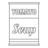 icono de lata de sopa de tomate, estilo de esquema vector