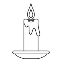 Burning candle icon, outline style vector