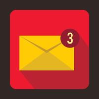 Yellow envelope with three messages icon vector