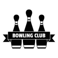 Classic bowling club logo, simple style vector