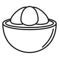 Half mangosteen icon, outline style vector