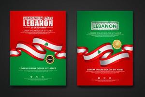 establecer diseño de cartel plantilla de fondo del día de la independencia de líbano vector