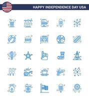 Set of 25 USA Day Icons American Symbols Independence Day Signs for police badge casino cream ice cream Editable USA Day Vector Design Elements