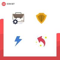 Group of 4 Modern Flat Icons Set for bag power engineer protection electric Editable Vector Design Elements