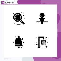 Universal Icon Symbols Group of 4 Modern Solid Glyphs of online notification golf hit shower Editable Vector Design Elements