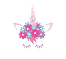 Vector flat pink unicorn face