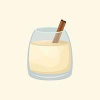 Vector illustration of an American drink - eggnog. Kitchen for New Year and Christmas. Flat style.