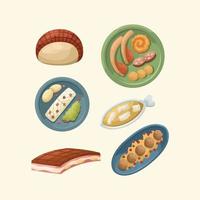 conjunto vectorial de ilustraciones de platos escandinavos. cocina para año nuevo y navidad. estilo plano vector