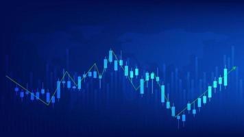 Economy and finance background. financial business statistics with candlesticks and bar chart vector