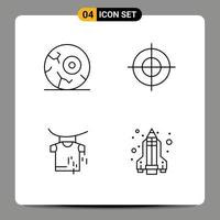Mobile Interface Line Set of 4 Pictograms of halloween drying space point pencil rocket Editable Vector Design Elements