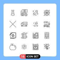 Universal Icon Symbols Group of 16 Modern Outlines of shipping car left delete tactics Editable Vector Design Elements