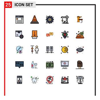 Modern Set of 25 Filled line Flat Colors and symbols such as tapwater construction tools architecture process Editable Vector Design Elements