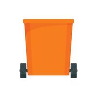 Orange trash can icon, flat style vector