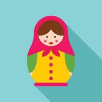 Handmade nesting doll icon, flat style vector