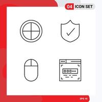 Mobile Interface Line Set of 4 Pictograms of army mouse soldier protection coder Editable Vector Design Elements