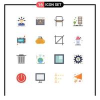 Set of 16 Commercial Flat Colors pack for environment building location architecture home appliances Editable Pack of Creative Vector Design Elements