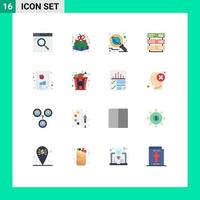 16 User Interface Flat Color Pack of modern Signs and Symbols of network rack gift pack server science Editable Pack of Creative Vector Design Elements