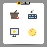 4 Creative Icons Modern Signs and Symbols of basket ball attach cinema sports Editable Vector Design Elements