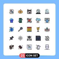 Universal Icon Symbols Group of 25 Modern Filled line Flat Colors of intelligence brain graph ai october Editable Vector Design Elements