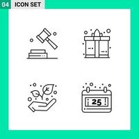 Pack of 4 Line Style Icon Set Outline Symbols for print Creative Signs Isolated on White Background 4 Icon Set Creative Black Icon vector background