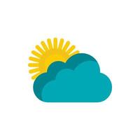 Sun and clouds icon, flat style vector