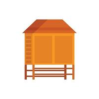 Wood asian house icon, flat style vector