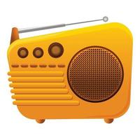 icono de radio de color amarillo, estilo de dibujos animados vector