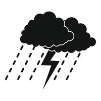 Cloud thunder icon, simple black style vector