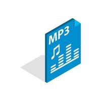 MP3 file format icon, isometric 3d style vector