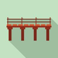 icono del puente del río, estilo plano vector