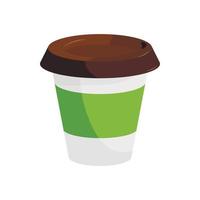 icono de taza de café de plástico, estilo de dibujos animados vector