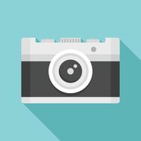 Vintage camera icon, flat style vector