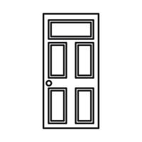 puerta de madera con icono de vidrio, estilo de esquema vector