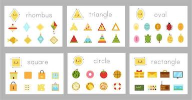 Collection of basic 2D shapes for kids learning, colorful