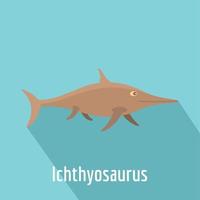 Ichthyosaurus icon, flat style. vector