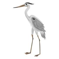 Grey heron icon, cartoon style vector