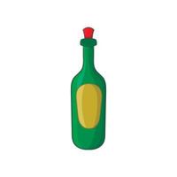 Green bottle of wine icon, cartoon style vector