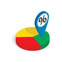 Pie chart icon, isometric 3d style vector