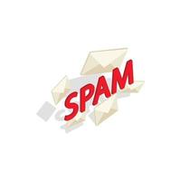 icono de palabra spam en estilo isométrico 3d vector