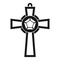 Gemstone cross icon, simple style vector
