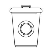 icono de papelera de reciclaje, estilo de esquema vector