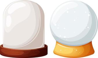 globos de nieve, frascos de vidrio con soporte de madera y oro en estilo de dibujos animados sobre fondo transparente vector