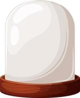 Snow globe, clear glass flask with wooden stand cartoon on transparent background vector