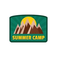 Summer camp logo, flat style vector