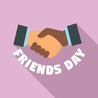 Handshake friends day logo, flat style vector