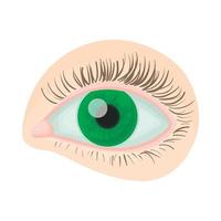 icono de ojo humano verde, estilo de dibujos animados vector