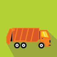 Garbage truck icon, flat style vector