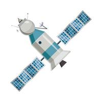 Space satellite icon in cartoon style