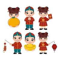 Chinese new year children greetings cartoon character vector