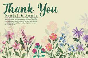 thank you card watercolor flower template vector